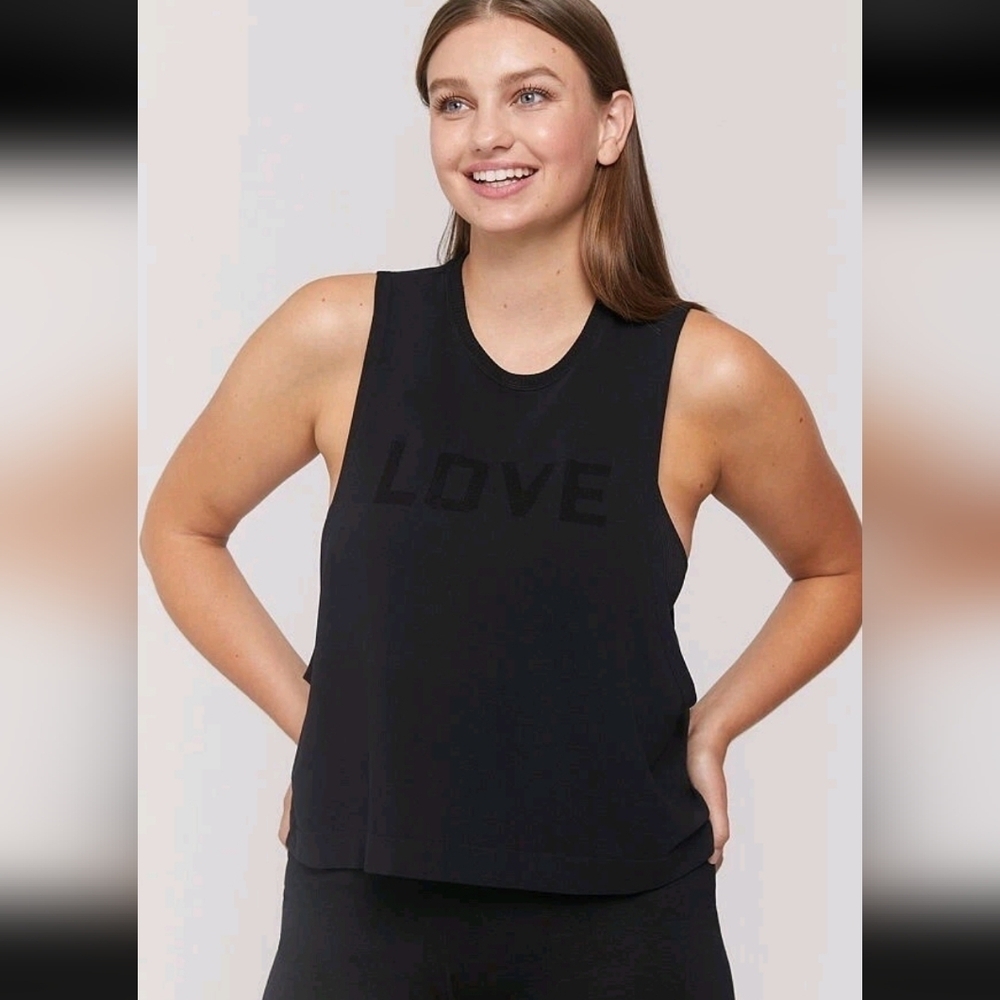 PINK Victoria's Secret VS Spiritual Gangster Black Muscle Tee Cropped